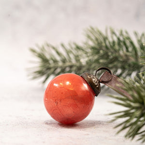 Set of 6 Small 1" Peach Crackle Glass Baubles