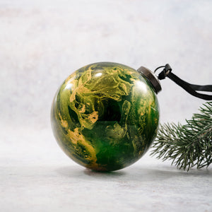 4" Emerald Marble Bauble