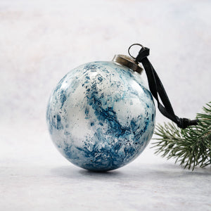 4" Blue Marble Bauble