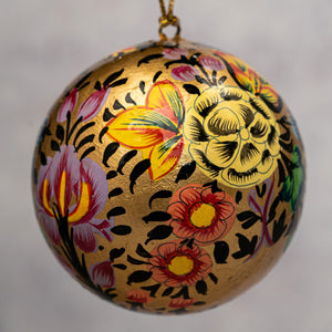 3" Indian Gold Floral Christmas Bauble