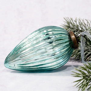 4" Extra Large Mint Ribbed Glass Pinecone