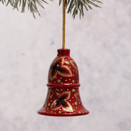 Red with Gold Tri Leaf Hanging Bell