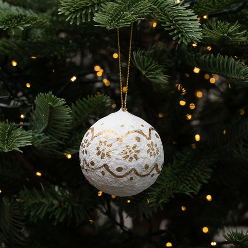 Cotton Mache Floral Bauble