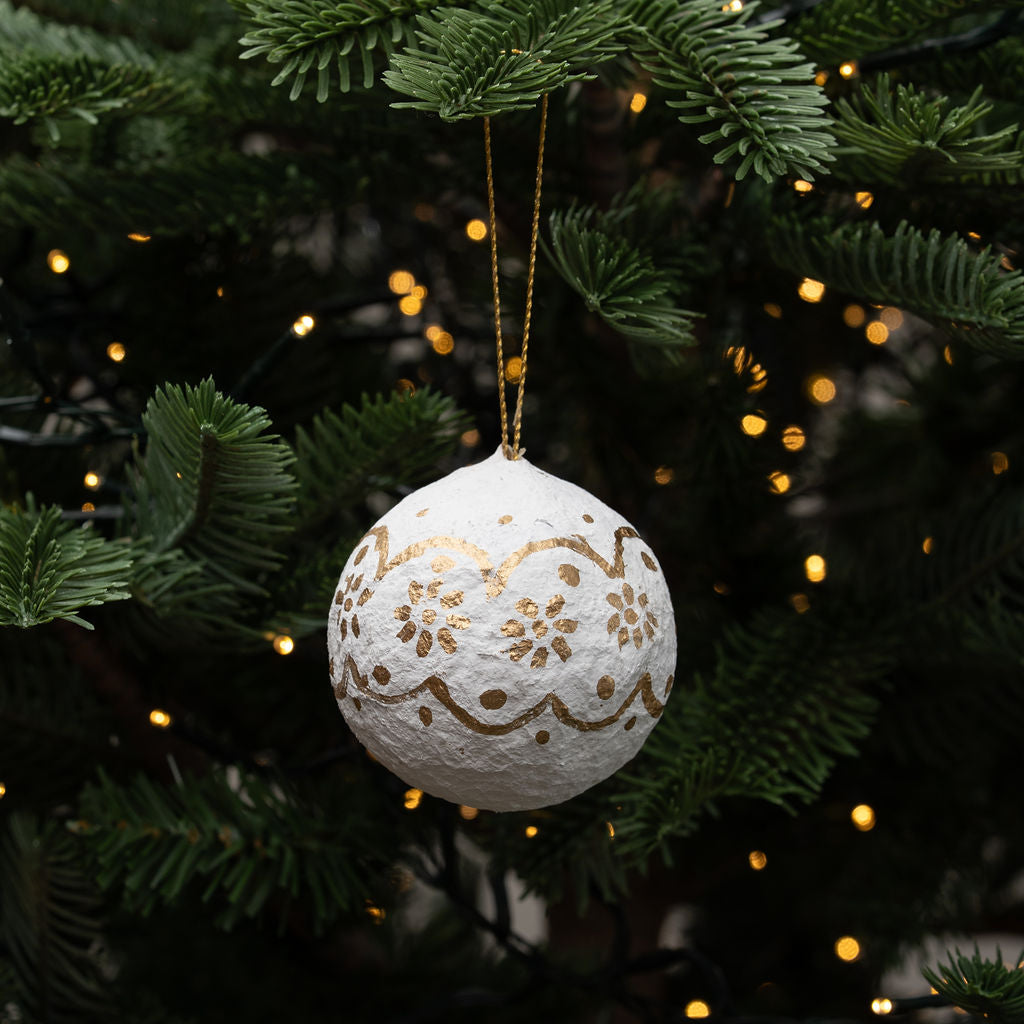 Cotton Mache Floral Bauble