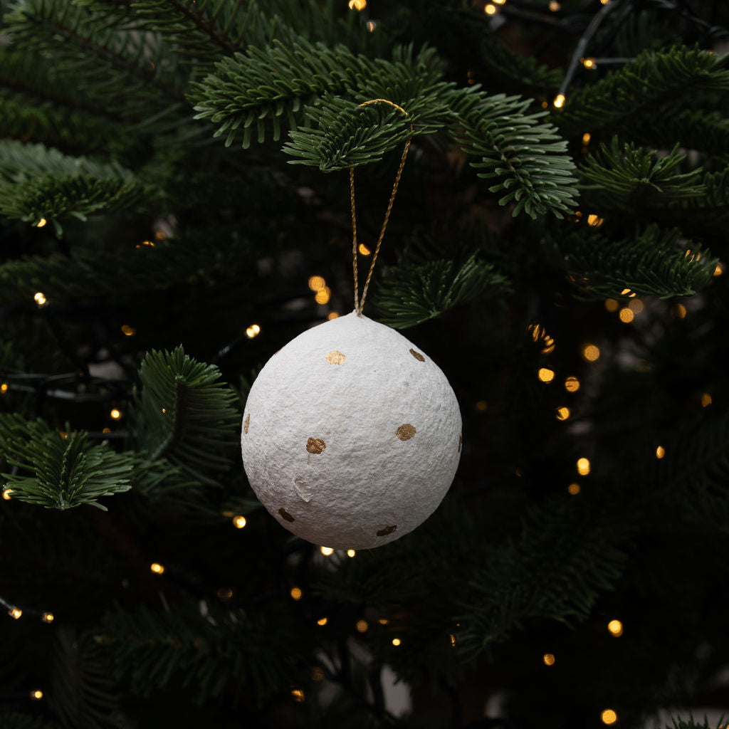 Cotton Mache Spotty Bauble