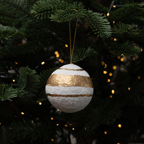 Cotton Mache Stripey Bauble