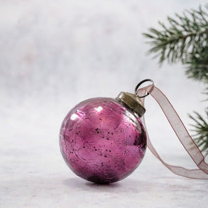 2" Mulberry Crackle Glass Christmas Bauble