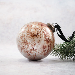 4" Ox-Blood Red Marble Bauble