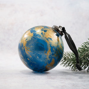 4" Teal Marble Bauble