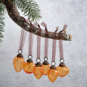 Set of 6 Small Mixed design 1" Honey Luster Baubles