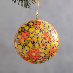 2" Yellow Russian Floral Bauble