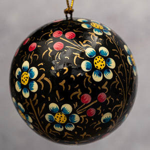 3" Black Indian Floral Christmas Bauble