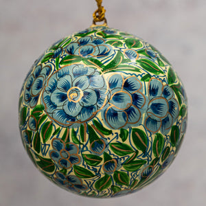 3" Turquoise & Green Floral Christmas Bauble