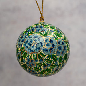 2" Turquoise & Green Floral Christmas Bauble