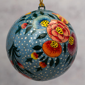 3" Blue Indian Floral Christmas Bauble