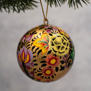 2" Gold Indian Floral Christmas Bauble