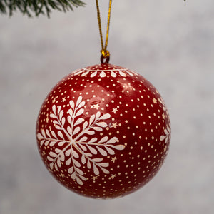 2" Red Snowflake Christmas Bauble