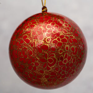 3" Red & Gold Pebble Design Christmas Bauble