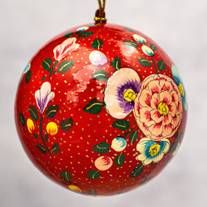 3" Red Indian Floral Christmas Bauble