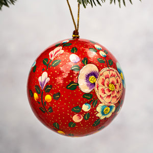 2" Red Indian Floral Christmas Bauble