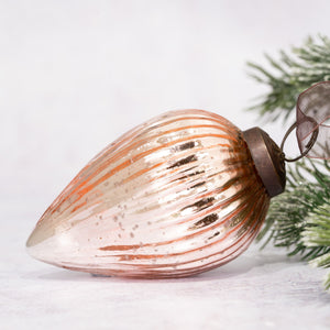 3" Large Rose Ribbed Glass Pinecone