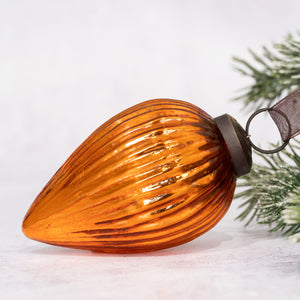 3" Large Tangerine Ribbed Glass Pinecone