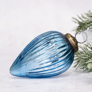 3" Large Sky Ribbed Glass Pinecone