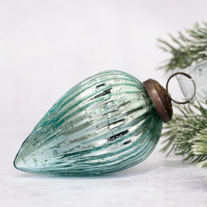 3" Large Mint Ribbed Glass Pinecone