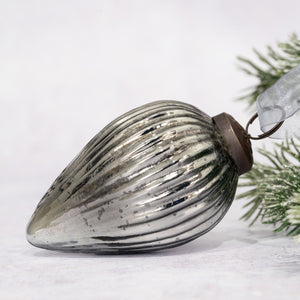 3" Large Slate Ribbed Glass Pinecone