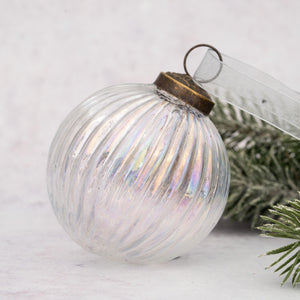 3" Large Clear Rainbow Ribbed Ball
