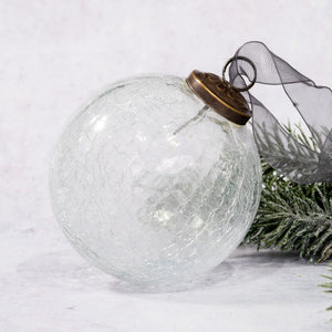 4" Extra Large Clear Crackle Glass Ball