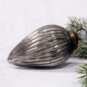 4" Extra Large Slate Ribbed Glass Pinecone