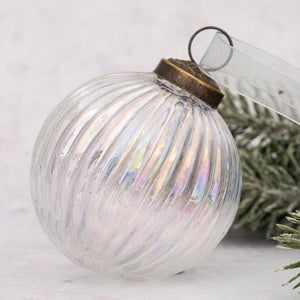 4" Extra Large Clear Rainbow Ribbed Ball