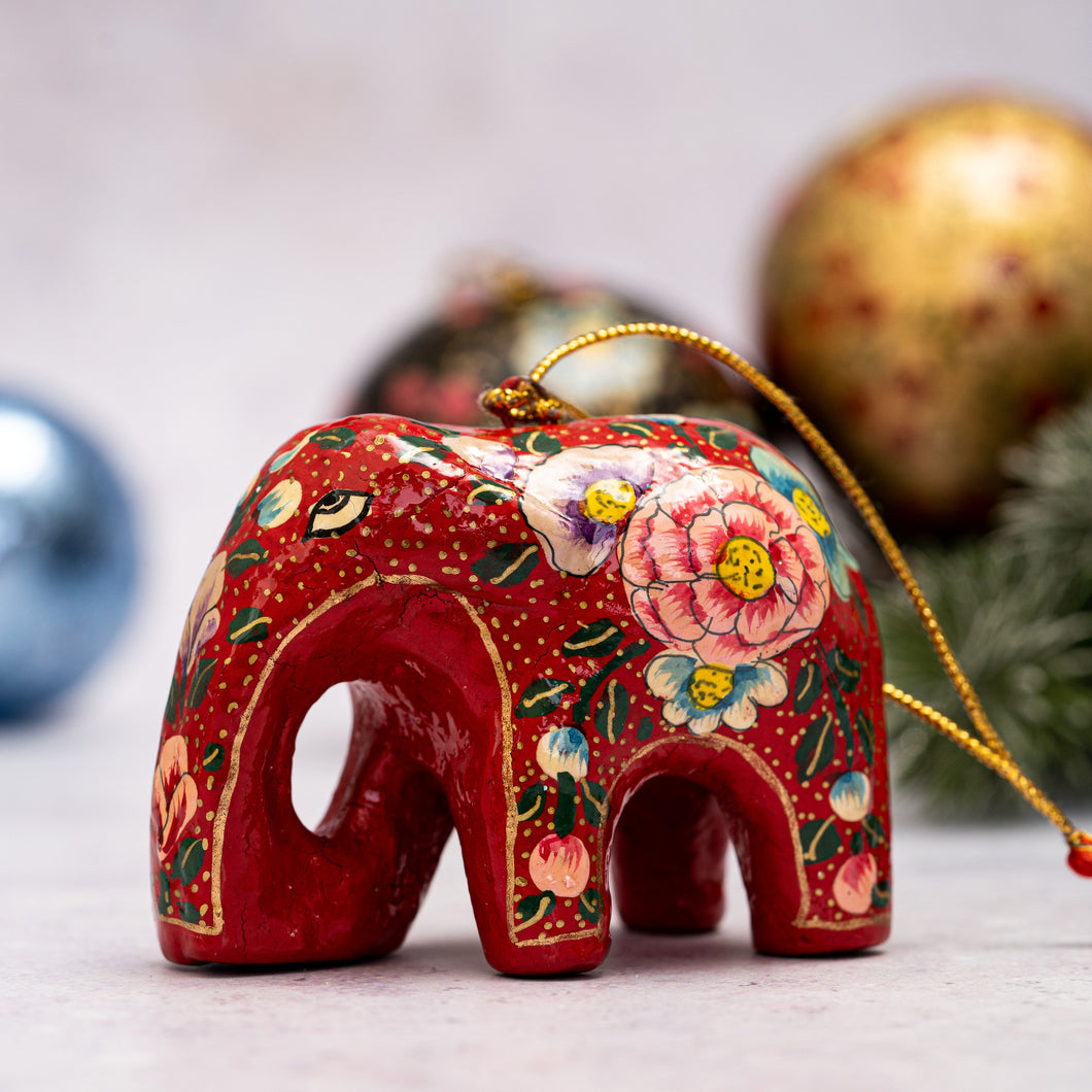 Indian Red Floral Hanging Elephant