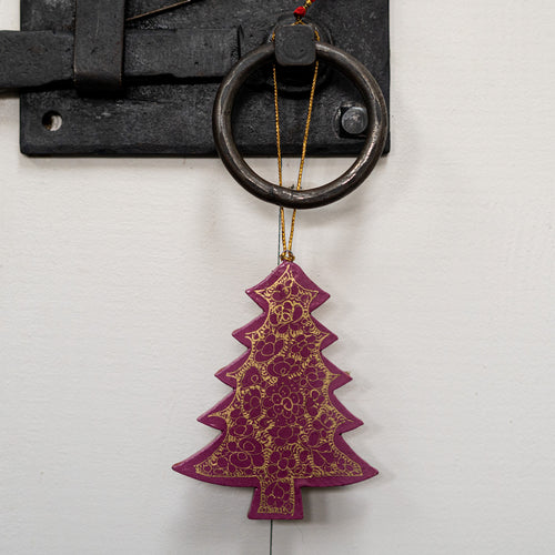 Mauve and Gold Pebble Hanging Christmas Tree