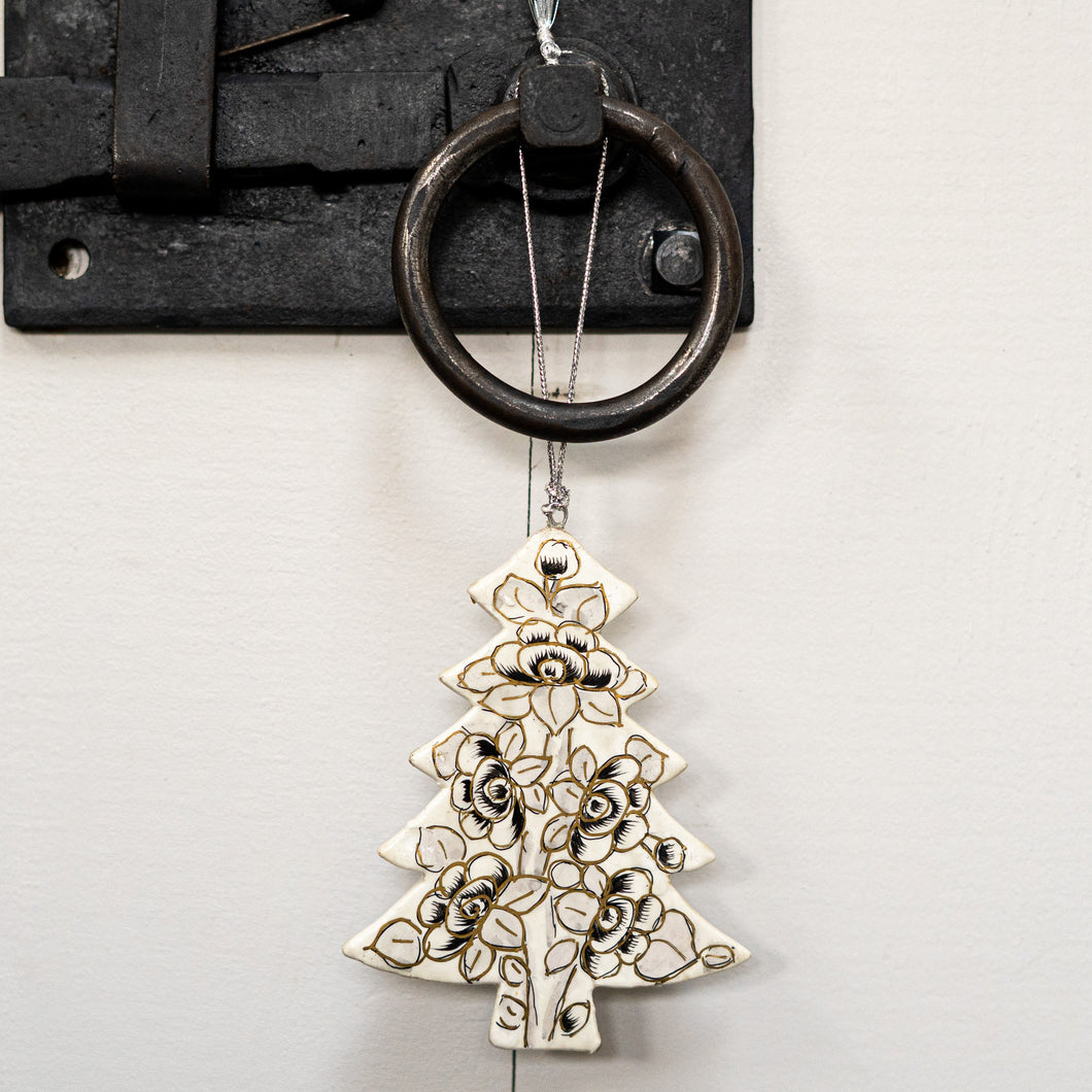 Grey Floral Hanging Christmas Tree