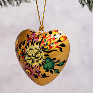 Gold Indian Floral Hanging Heart