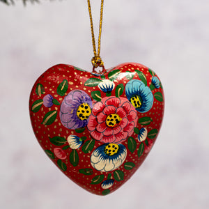 Red Indian Floral Hanging Heart