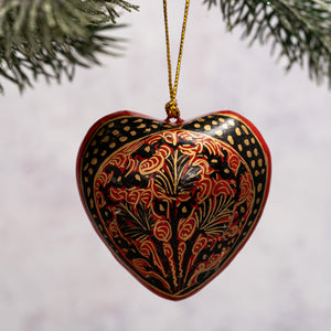 Red & Gold Chinar Hanging Heart