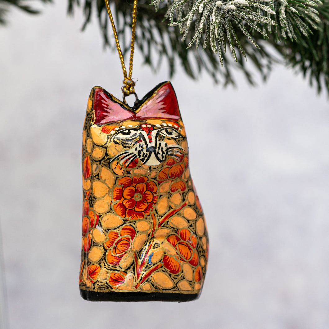 Peach Russian Floral Hanging Cat