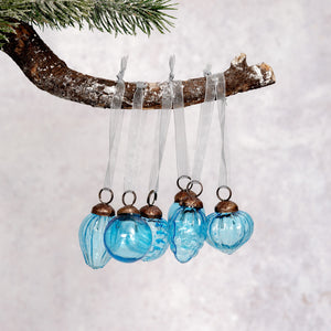 Set of 6 Small Mixed design 1" Sky Luster Baubles