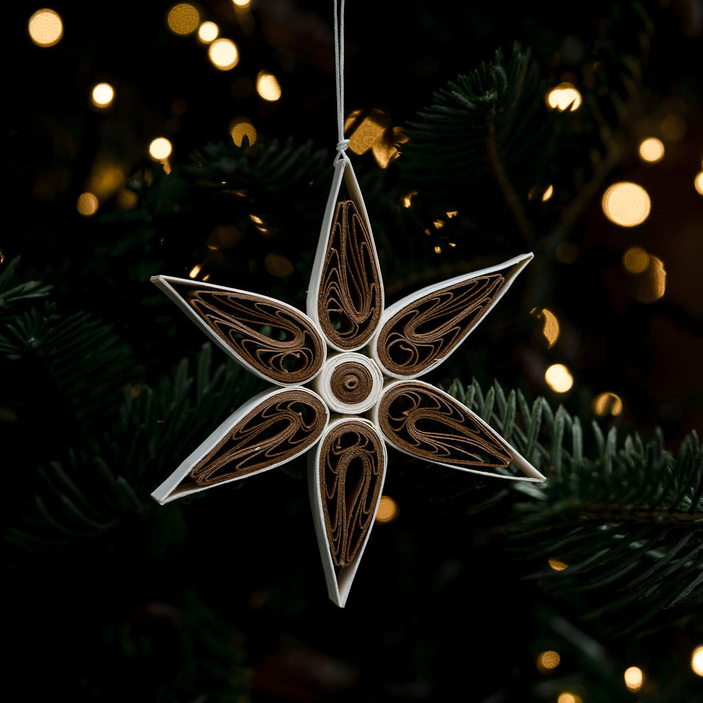 Quilled Capella Brown Star Hanging Decoration