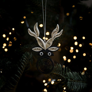 Quilled Black Reindeer Hanging Decoration