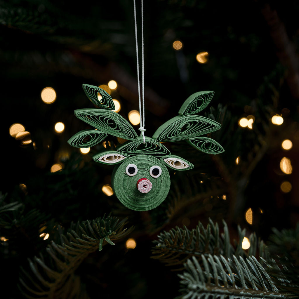 Quilled Green Reindeer Hanging Decoration