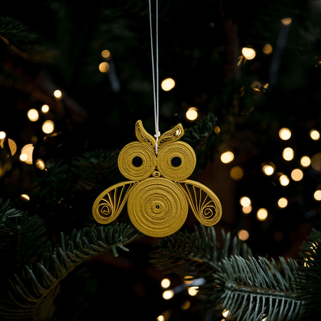 Quilled Yellow Owl Hanging Decoration
