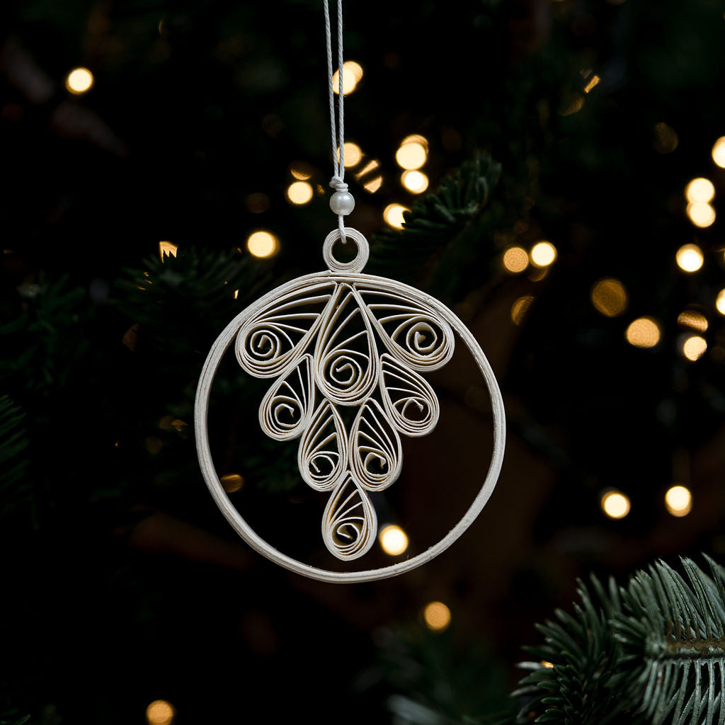 Quilled White Bauble Hanging Decoration