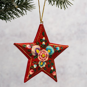 Red Indian Floral 3D Hanging Star