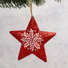 Load image into Gallery viewer, Red Snowflake 3D Hanging Star