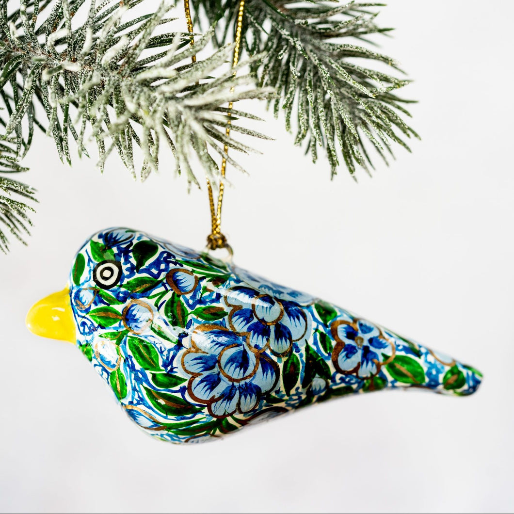 Turquoise & Green Floral Hanging Bird