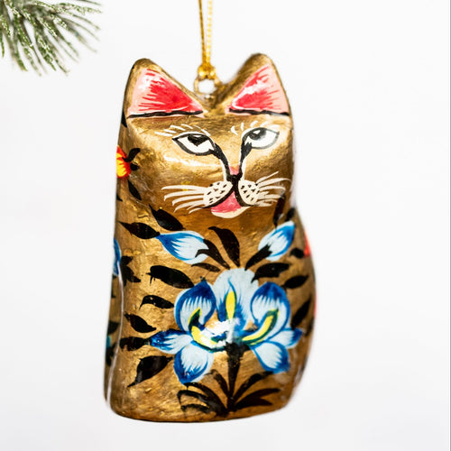 Gold Indian Floral Hanging Cat
